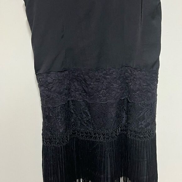 FREE PEOPLE Black Charleston Fringe Flapper Dress Sz 4 - Picture 8 of 10